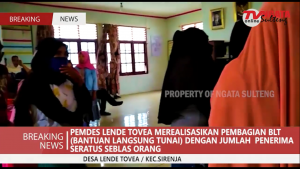 PEMDES LENDE TOVEA MEREALISASIKAN PEMBAGIAN BLT(BANTUAN LANGSUNG TUNAI) PENERIMA SERATUS SEBLAS JIWA
