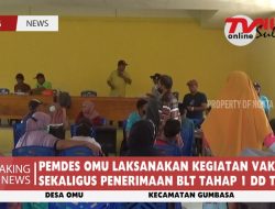 PEMDES OMU LAKSANAKAN KEGIATAN VAKSINASI SEKALIGUS PENERIMAAN BLT TAHAP 1 DD T.A 2022